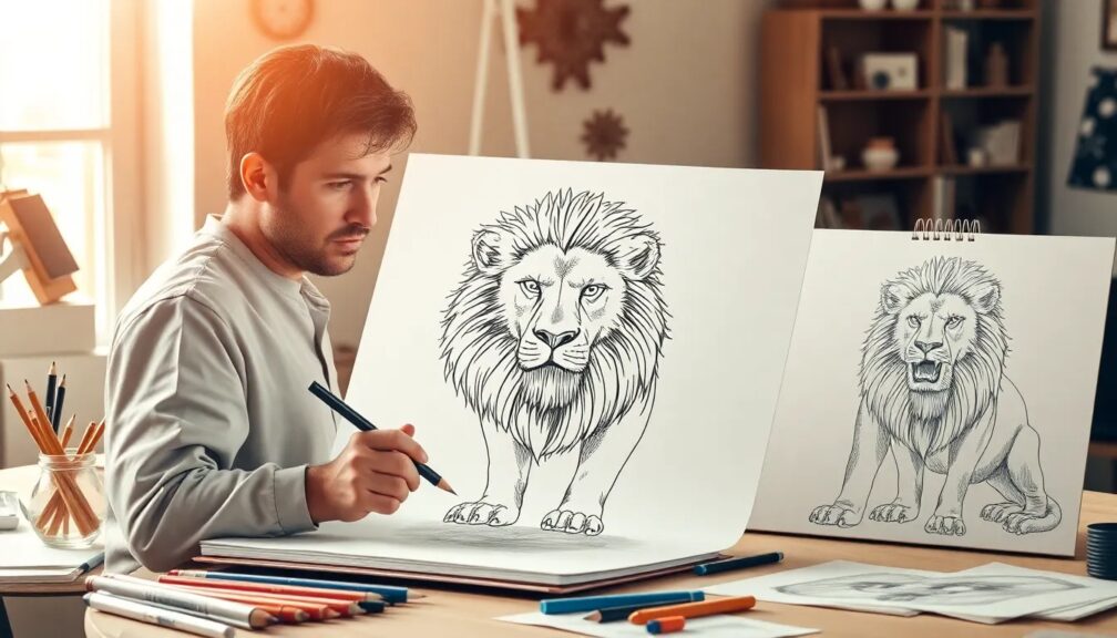 Cómo hacer un dibujo de un león paso a paso 1 como hacer un dibujo de un leon paso a paso